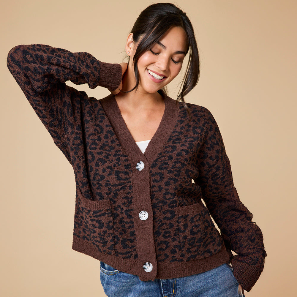 Marshmallow Crop Cardigan Wild Espresso