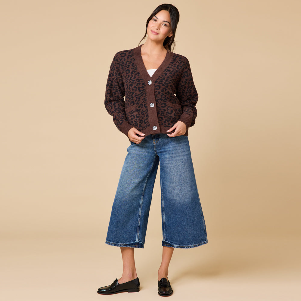 Marshmallow Crop Cardigan Wild Espresso