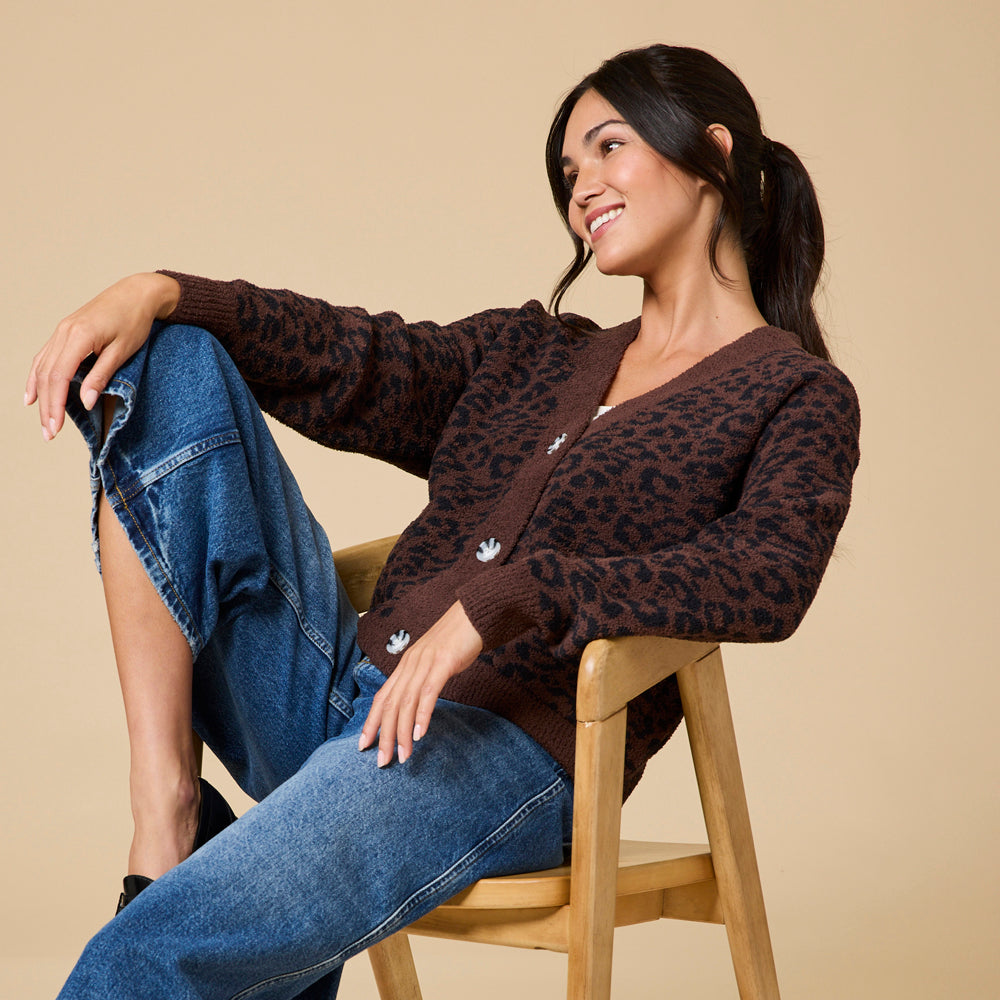 Marshmallow Crop Cardigan Wild Espresso