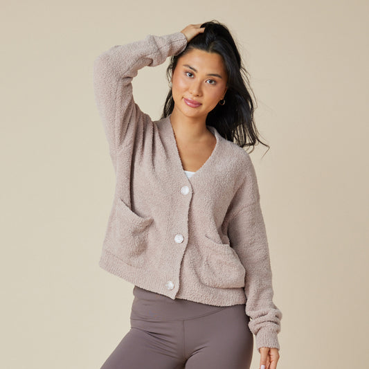 Marshmallow Crop Cardigan in Coco