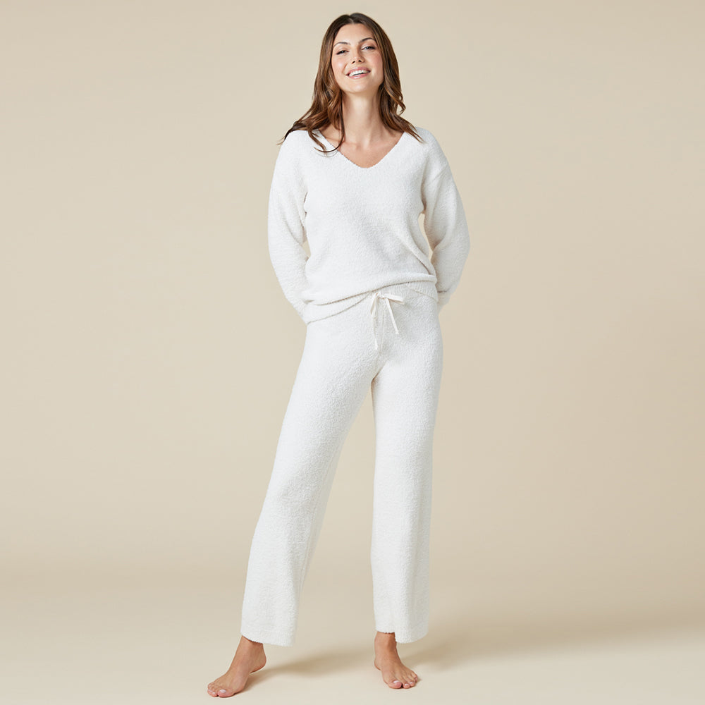 Solid Marshmallow V-Neck Lounge Set Solid Marshmallow V-Neck Lounge Set in Almond