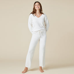 Solid Marshmallow V-Neck Lounge Set Solid Marshmallow V-Neck Lounge Set in Almond