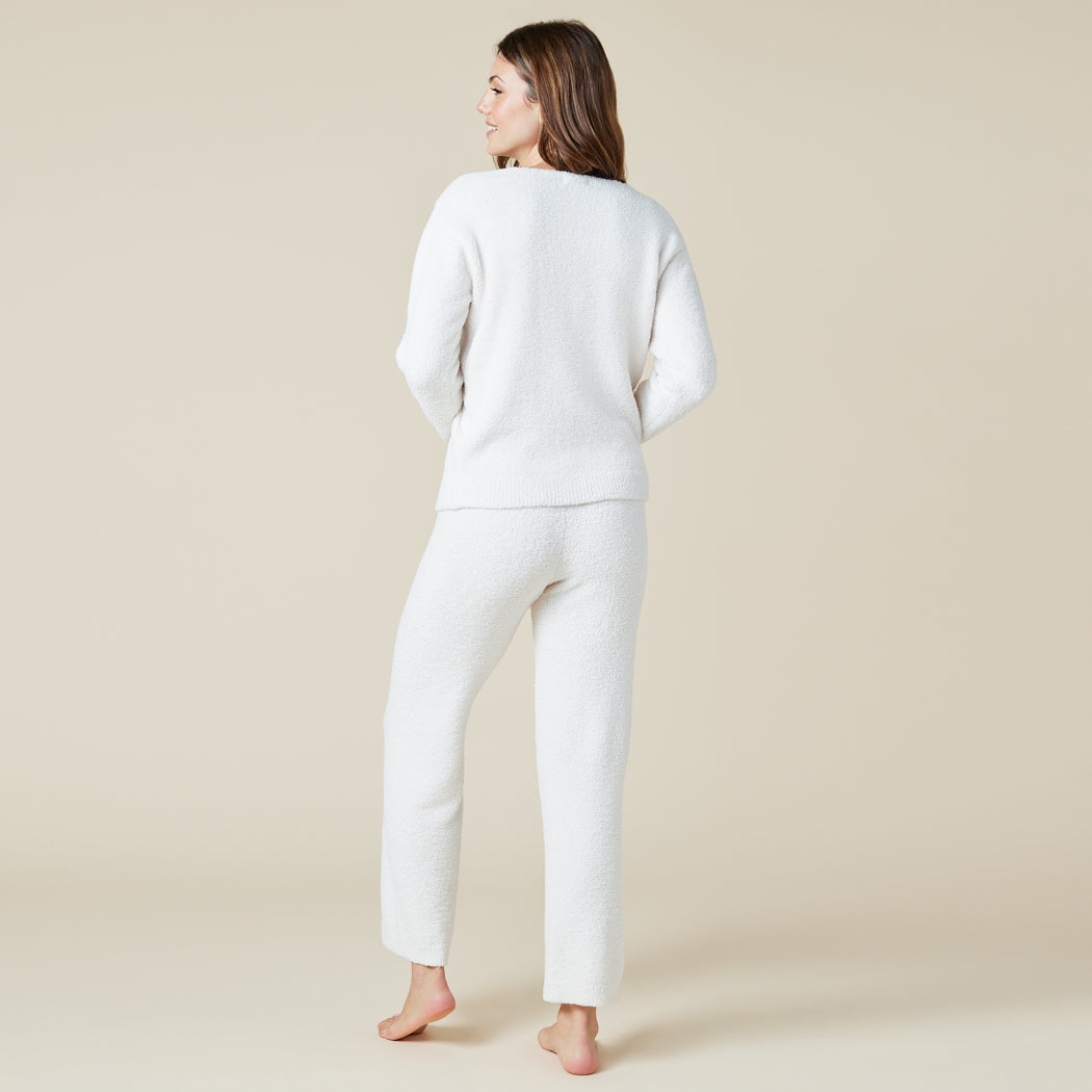 Solid Marshmallow V-Neck Lounge Set Solid Marshmallow V-Neck Lounge Set in Almond