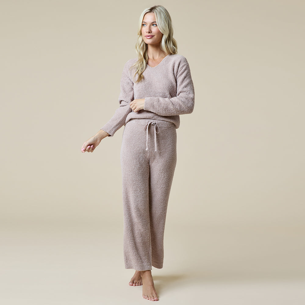Solid Marshmallow V-Neck Lounge Set Solid Marshmallow V-Neck Lounge Set in Coco