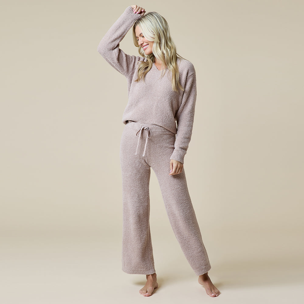 Solid Marshmallow V-Neck Lounge Set Solid Marshmallow V-Neck Lounge Set in Coco
