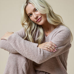 Solid Marshmallow V-Neck Lounge Set Solid Marshmallow V-Neck Lounge Set in Coco