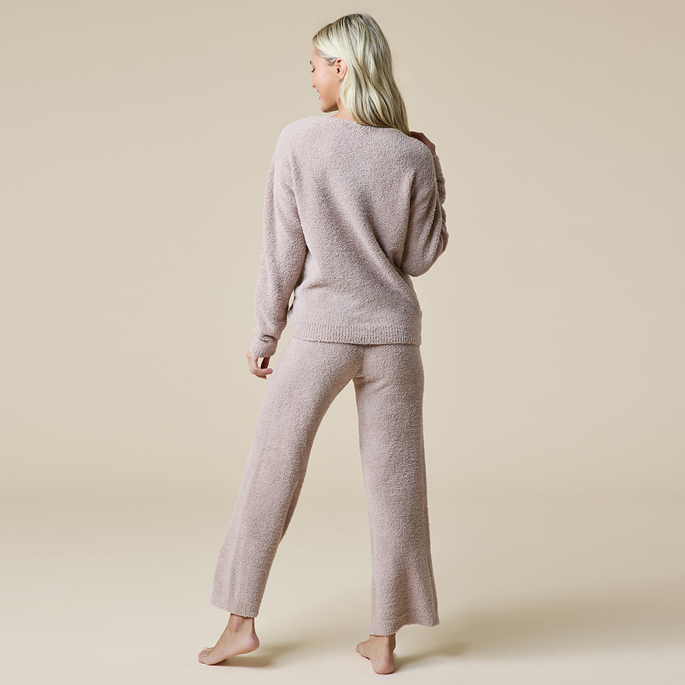 Solid Marshmallow V-Neck Lounge Set Solid Marshmallow V-Neck Lounge Set in Coco