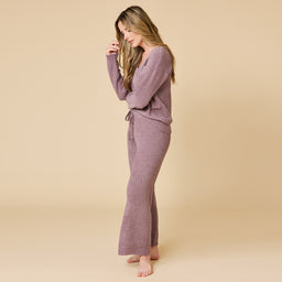 Solid Marshmallow V-Neck Lounge Set Solid Marshmallow V-Neck Lounge Set in Driftwood