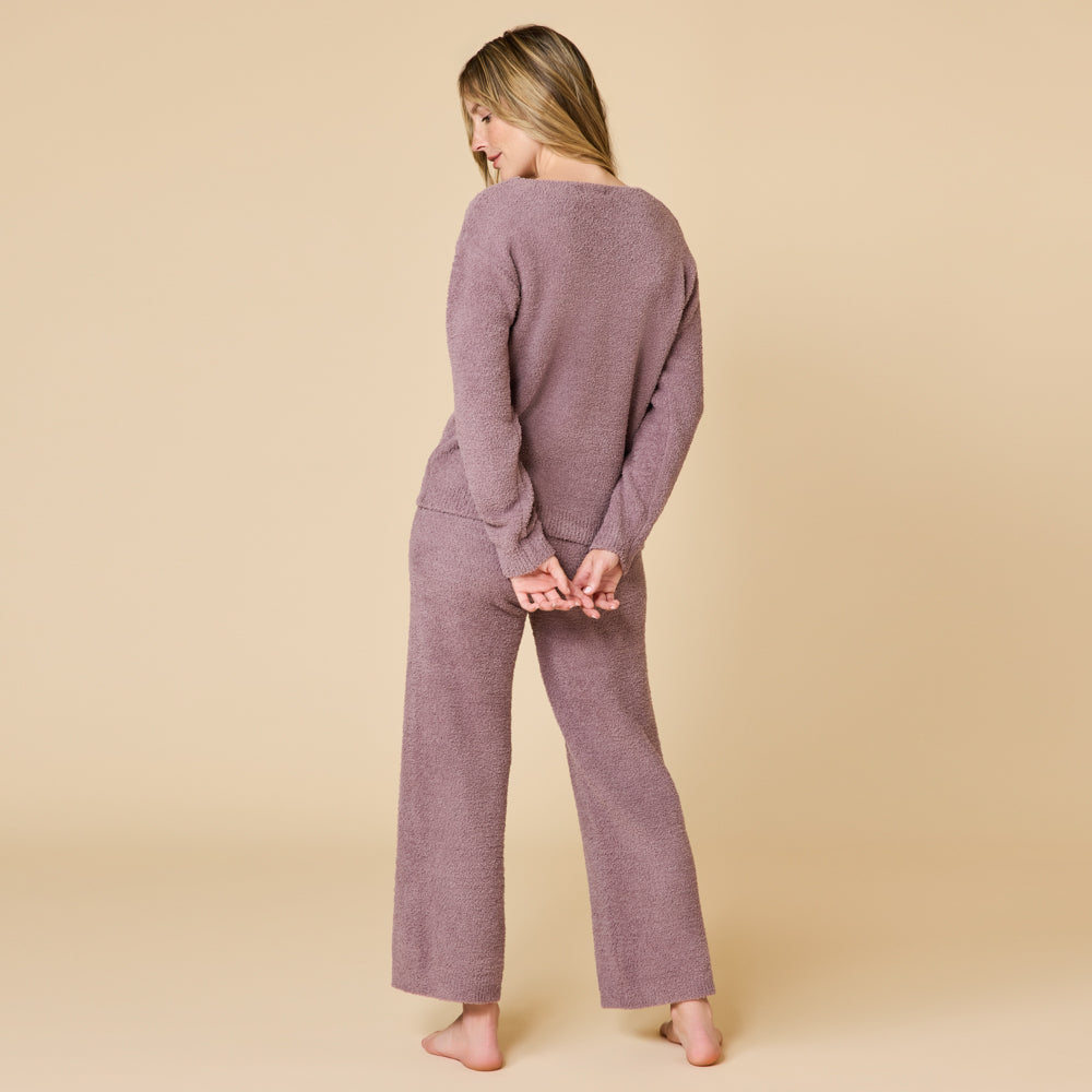 Solid Marshmallow V-Neck Lounge Set Driftwood