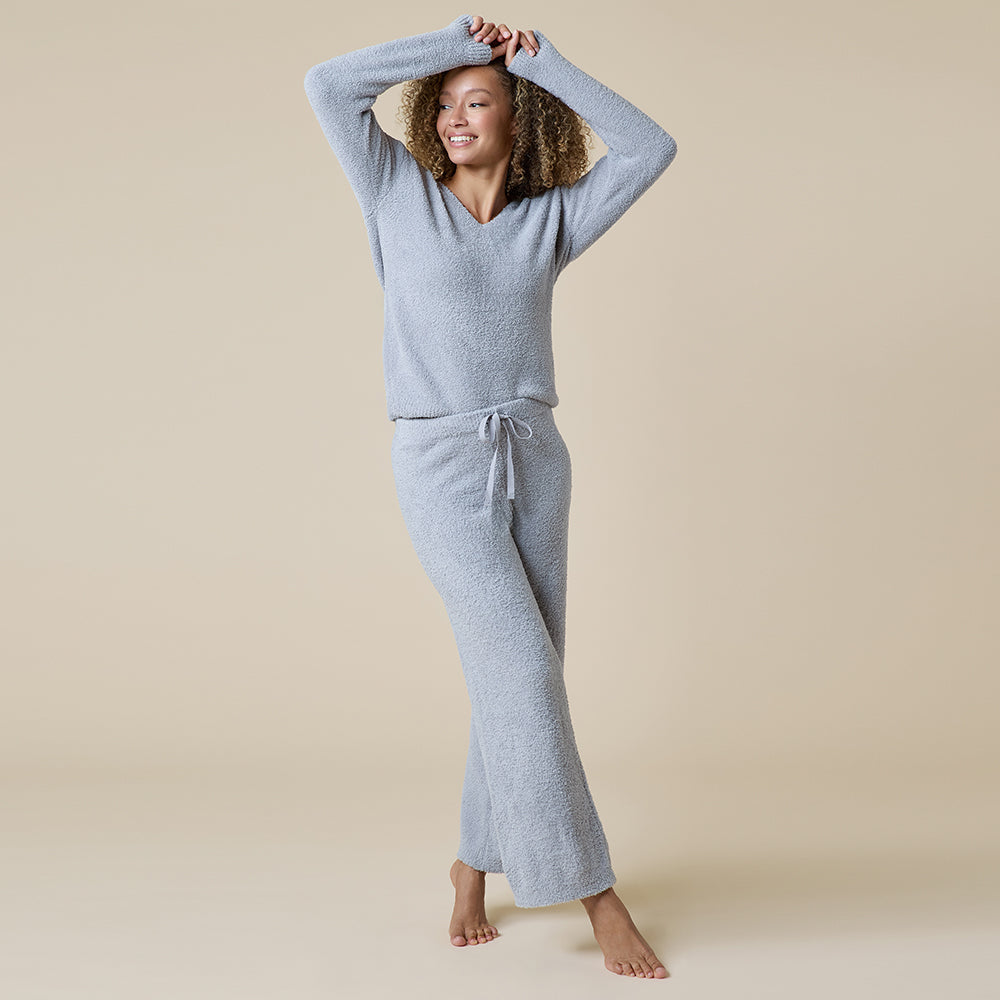 Solid Marshmallow V-Neck Lounge Set Solid Marshmallow V-Neck Lounge Set in Grey