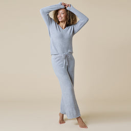 Solid Marshmallow V-Neck Lounge Set Solid Marshmallow V-Neck Lounge Set in Grey