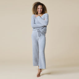 Solid Marshmallow V-Neck Lounge Set Solid Marshmallow V-Neck Lounge Set in Grey