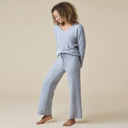 Solid Marshmallow V-Neck Lounge Set Solid Marshmallow V-Neck Lounge Set in Grey
