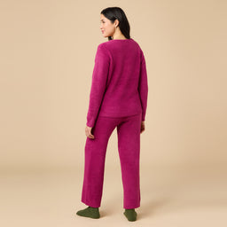 Solid Marshmallow V-Neck Lounge Set Solid Marshmallow V-Neck Lounge Set in Magenta