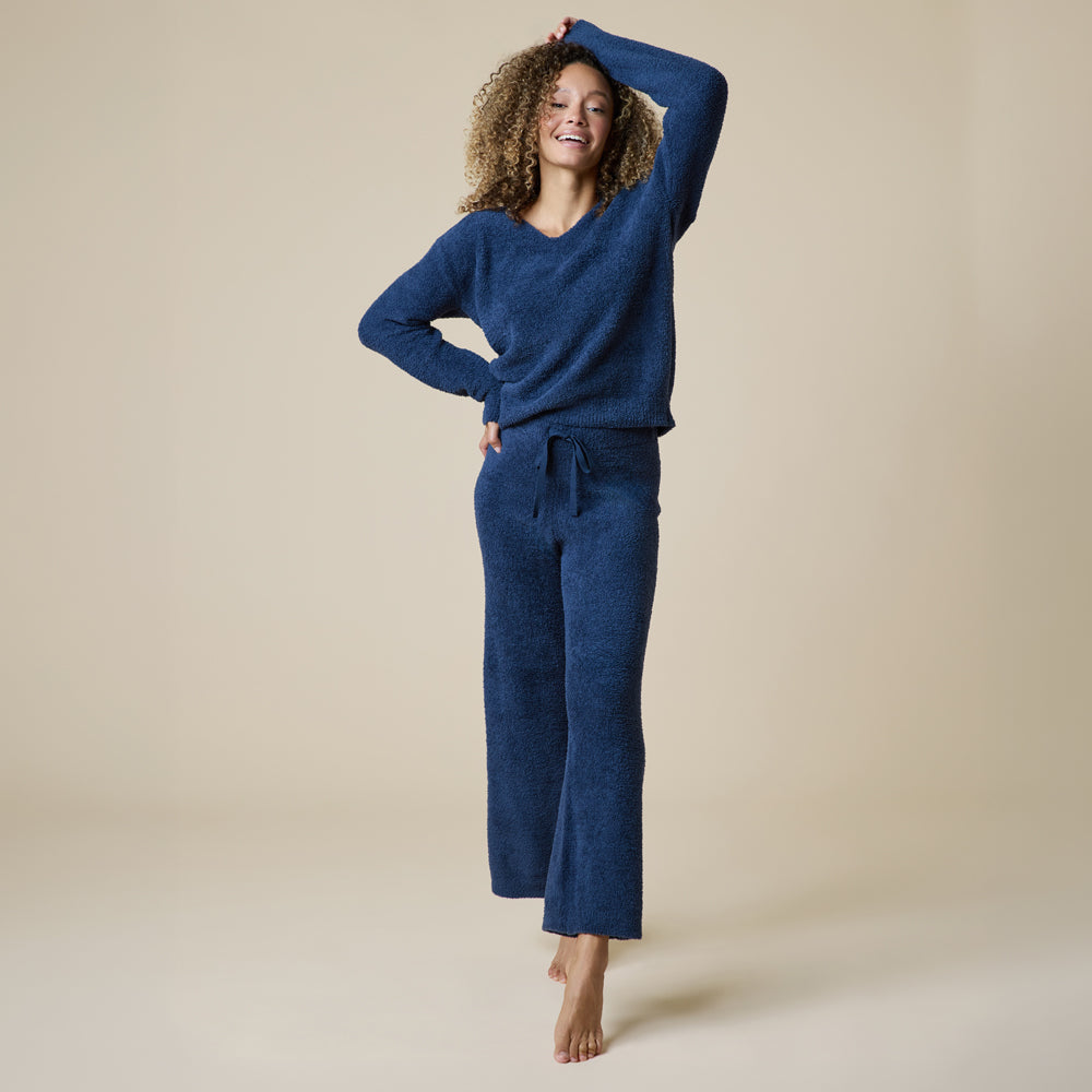 Solid Marshmallow V-Neck Lounge Set Solid Marshmallow V-Neck Lounge Set in Midnight