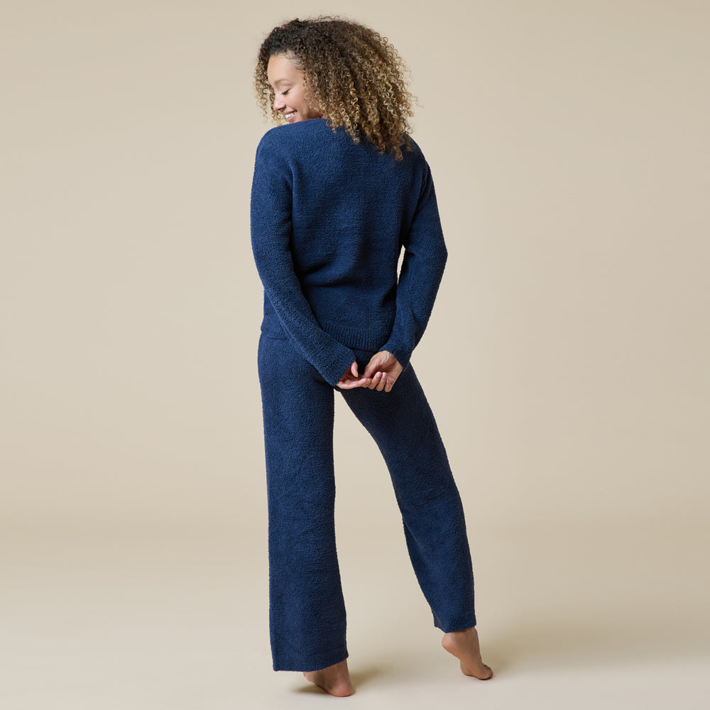 Solid Marshmallow V-Neck Lounge Set in Midnight