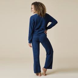 Solid Marshmallow V-Neck Lounge Set Solid Marshmallow V-Neck Lounge Set in Midnight