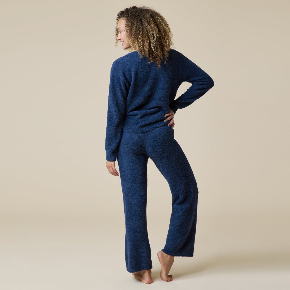 Solid Marshmallow V-Neck Lounge Set Solid Marshmallow V-Neck Lounge Set in Midnight