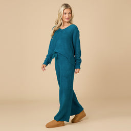Solid Marshmallow V-Neck Lounge Set Solid Marshmallow V-Neck Lounge Set in Teal