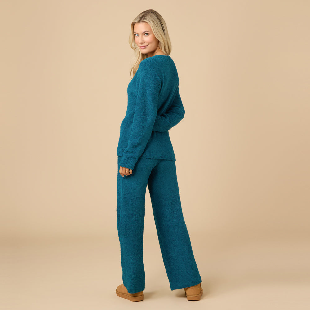 Solid Marshmallow V-Neck Lounge Set Solid Marshmallow V-Neck Lounge Set in Teal