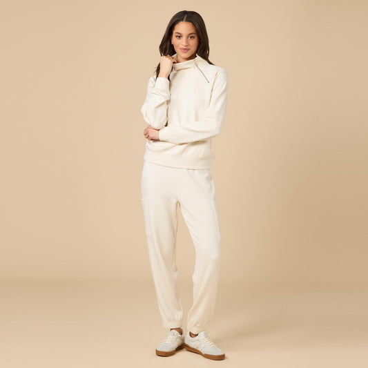 DreamTech Zip Mock Neck with Ankle Pant in Almond