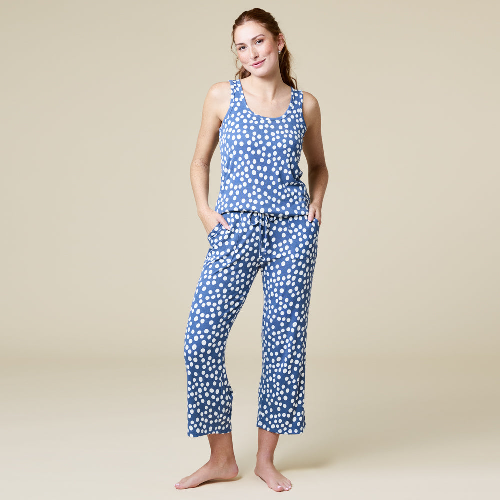 Ella Scoop Tank Capri PJ Set Ella Scoop Tank Capri PJ Set in Indigo Dot