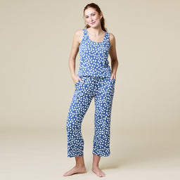 Ella Scoop Tank Capri PJ Set Ella Scoop Tank Capri PJ Set in Indigo Dot