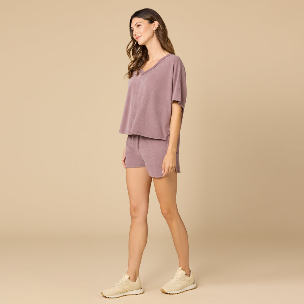 Terry Relaxed V-neck with Short Set Terry Relaxed V-neck with Short Set in Driftwood