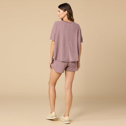 Terry Relaxed V-neck with Short Set Terry Relaxed V-neck with Short Set in Driftwood