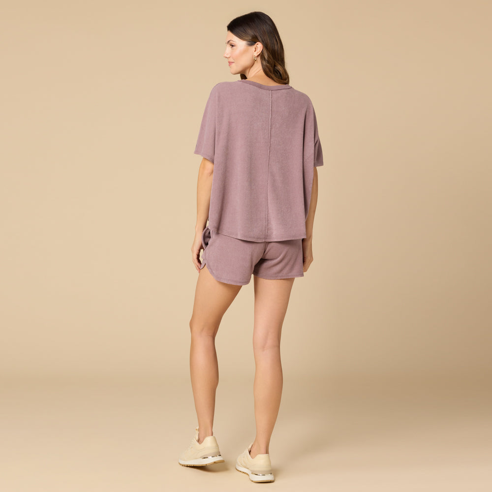 Terry Relaxed V-neck with Short Set in Driftwood