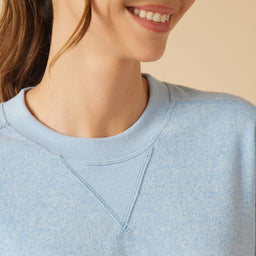Terry Cropped Sleeve Crew Neck with Wide Leg Pant Terry Cropped Sleeve Crew Neck with Wide Leg Pant in Heather Sky Blue