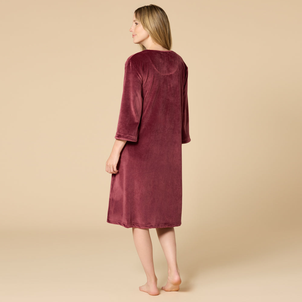 42" 3/4 Sleeve Serenity Shear Mink Zip Robe Cherry Cola