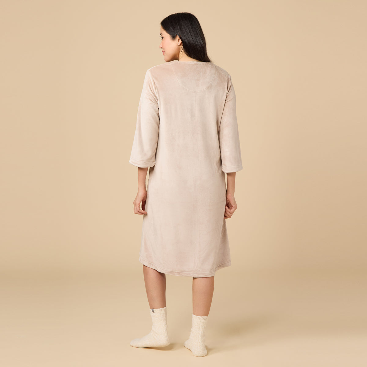 Serenity 42" 3/4 Sleeve Zip Robe Serenity 42" 3/4 Sleeve Zip Robe in Coco