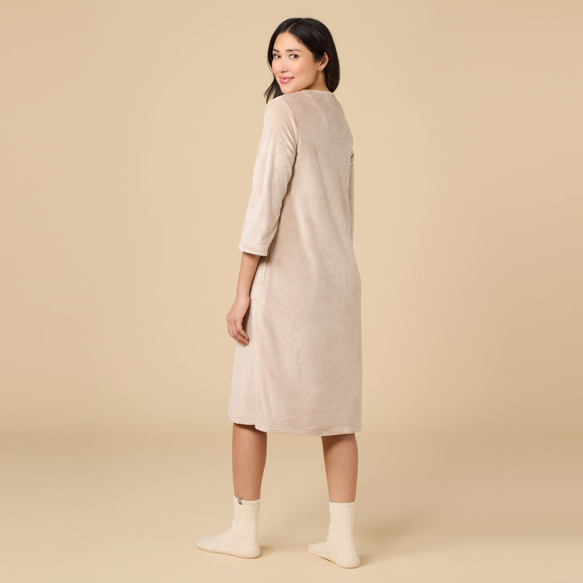 Serenity 42" 3/4 Sleeve Zip Robe Serenity 42" 3/4 Sleeve Zip Robe in Coco