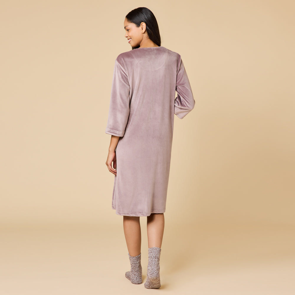 42" 3/4 Sleeve Serenity Shear Mink Zip Robe Driftwood