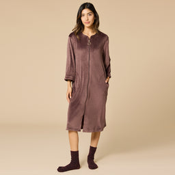 42" 3/4 Sleeve Serenity Shear Mink Zip Robe 42" 3/4 Sleeve Serenity Shear Mink Zip Robe in Espresso