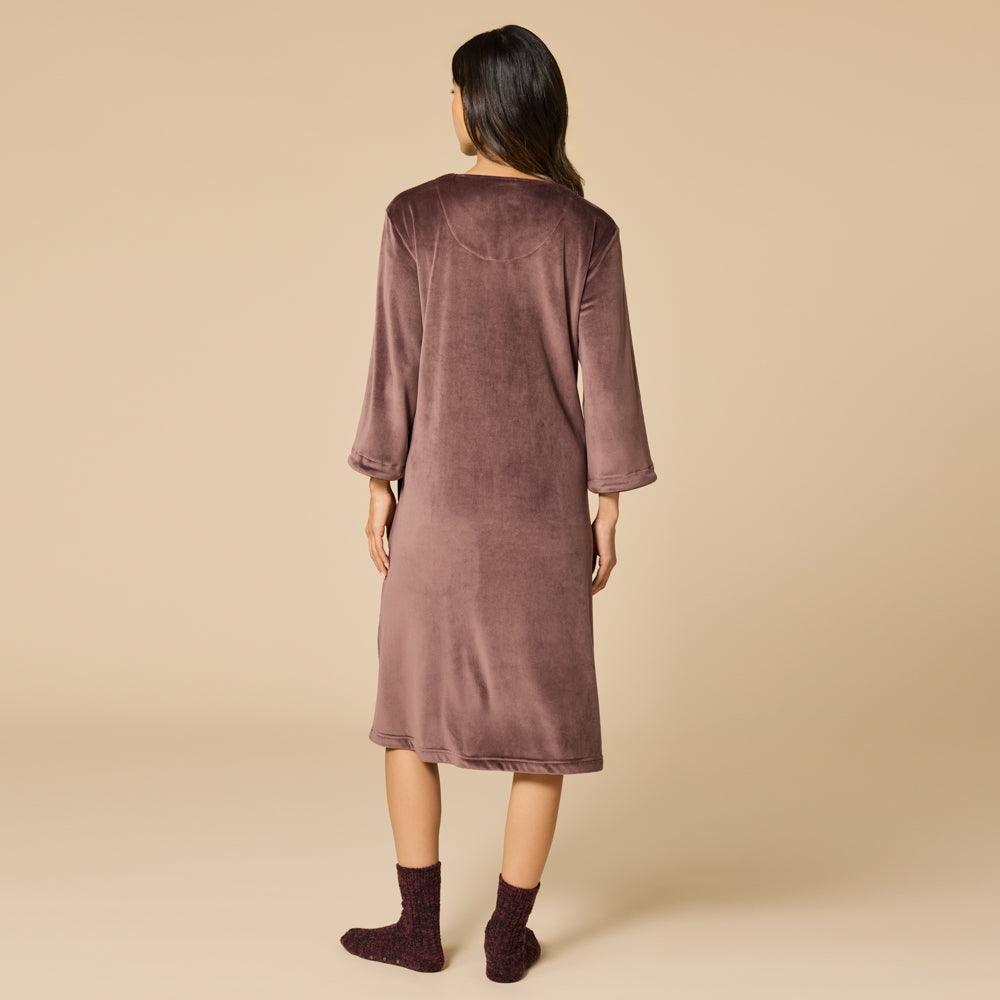 42" 3/4 Sleeve Serenity Shear Mink Zip Robe Espresso