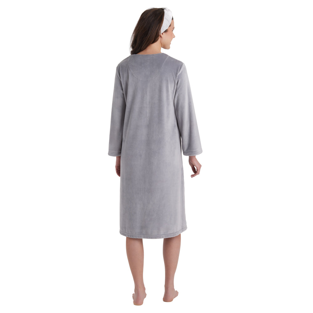 42" 3/4 Sleeve Serenity Shear Mink Zip Robe Grey