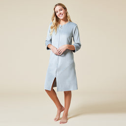 42" 3/4 Sleeve Serenity Shear Mink Zip Robe 42" 3/4 Sleeve Serenity Shear Mink Zip Robe in Grey