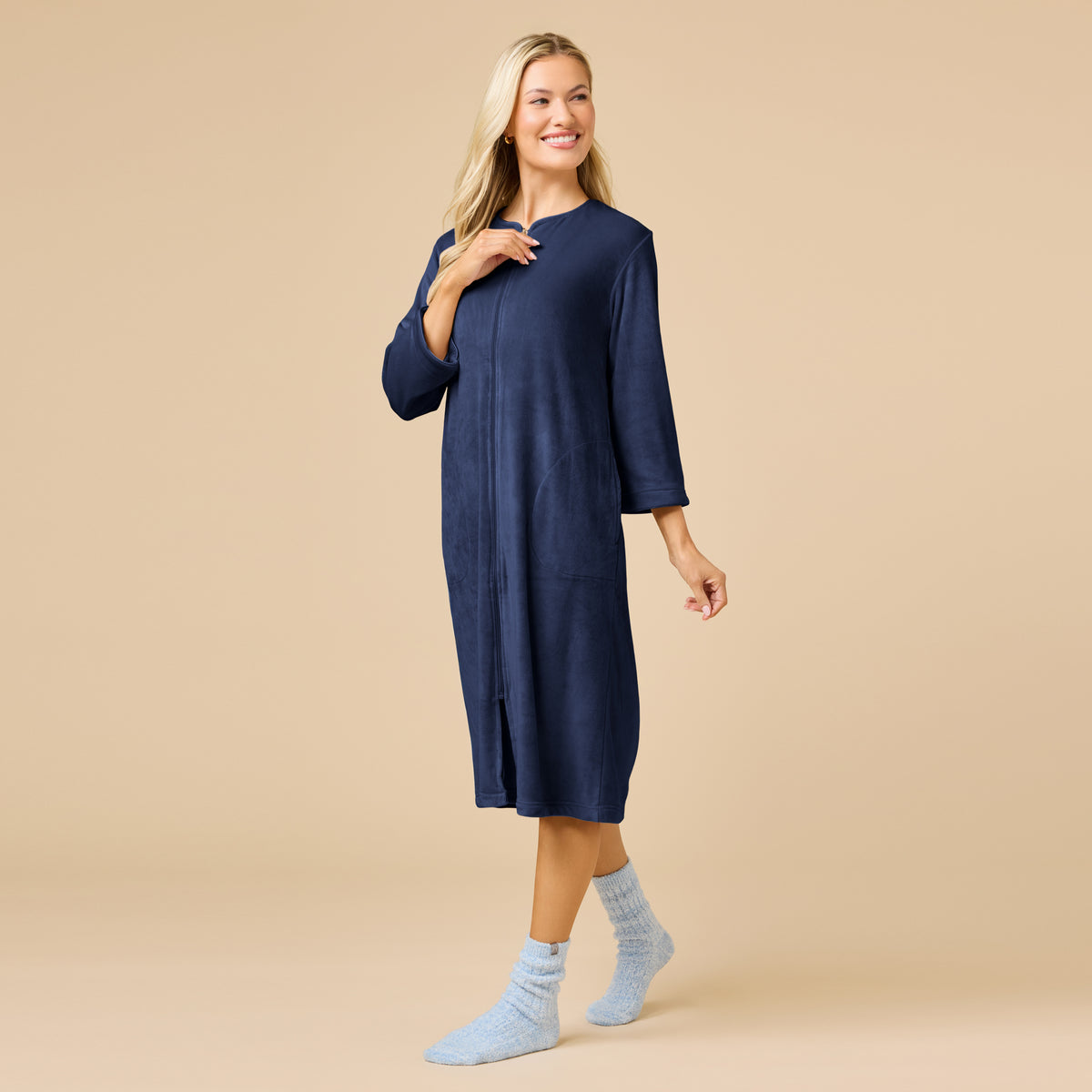Serenity 42" 3/4 Sleeve Zip Robe Serenity 42" 3/4 Sleeve Zip Robe in Midnight