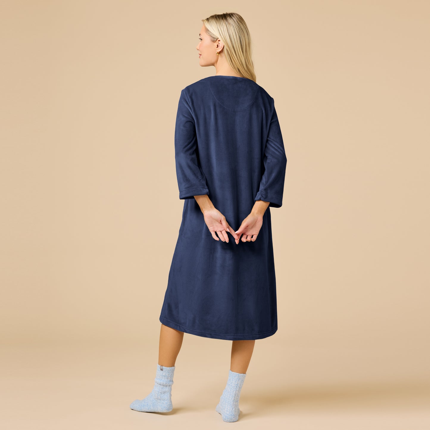 Serenity 42" 3/4 Sleeve Zip Robe in Midnight