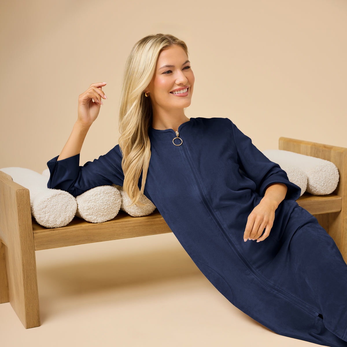 Serenity 42" 3/4 Sleeve Zip Robe Serenity 42" 3/4 Sleeve Zip Robe in Midnight