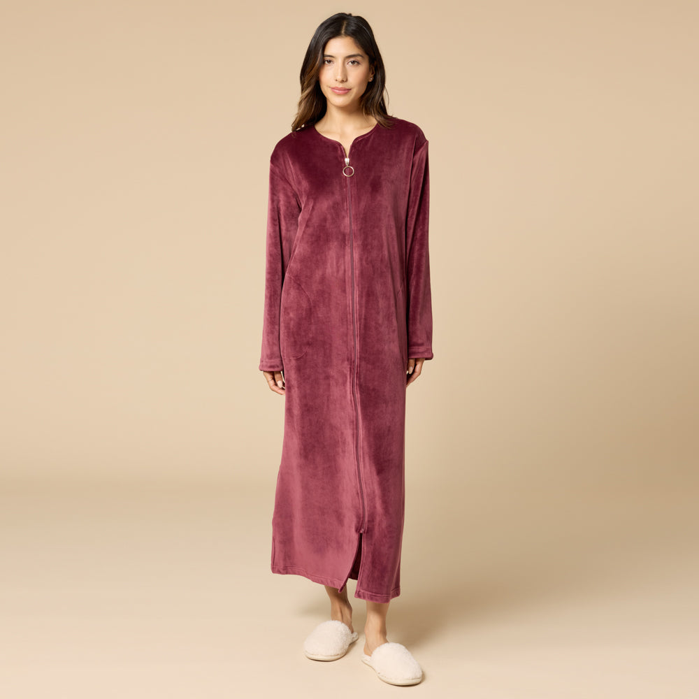 Serenity Shear Mink Zip Robe Cherry Cola