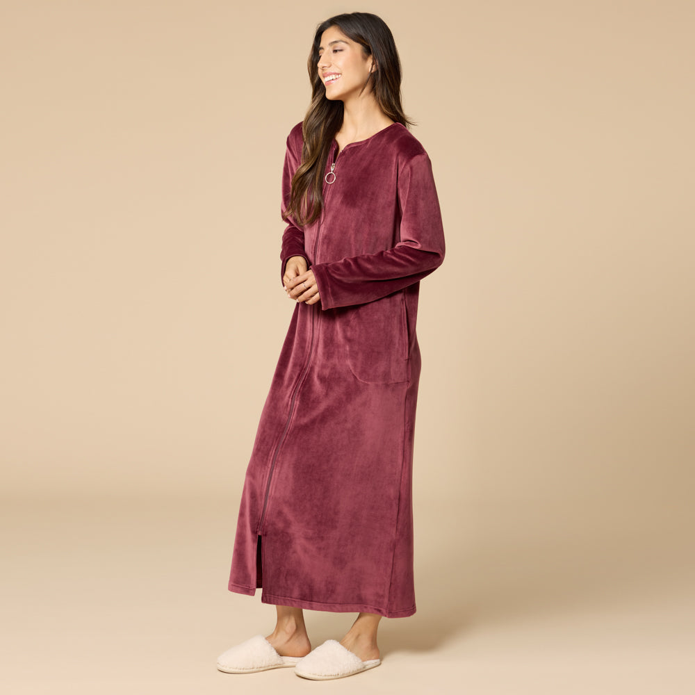 Serenity Shear Mink Zip Robe Cherry Cola