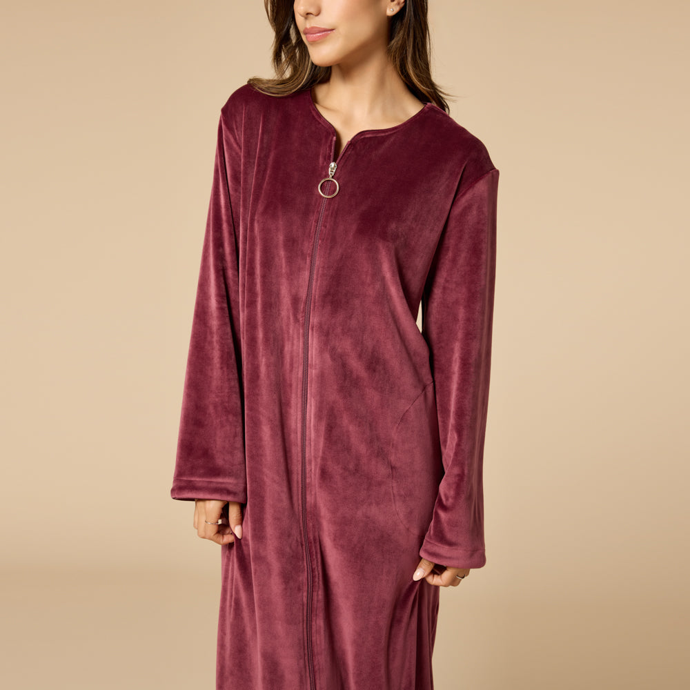 Serenity Shear Mink Zip Robe Cherry Cola
