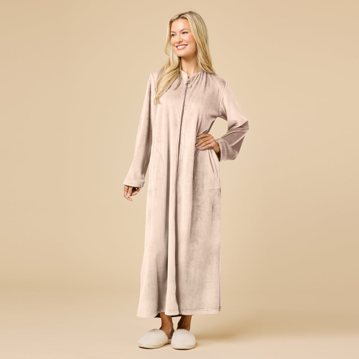Serenity Shear Mink Zip Robe Serenity Shear Mink Zip Robe in Coco