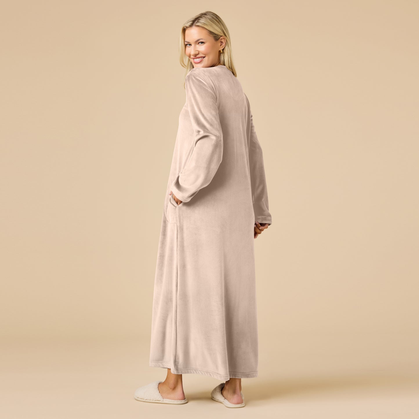 Serenity Shear Mink Zip Robe in Coco