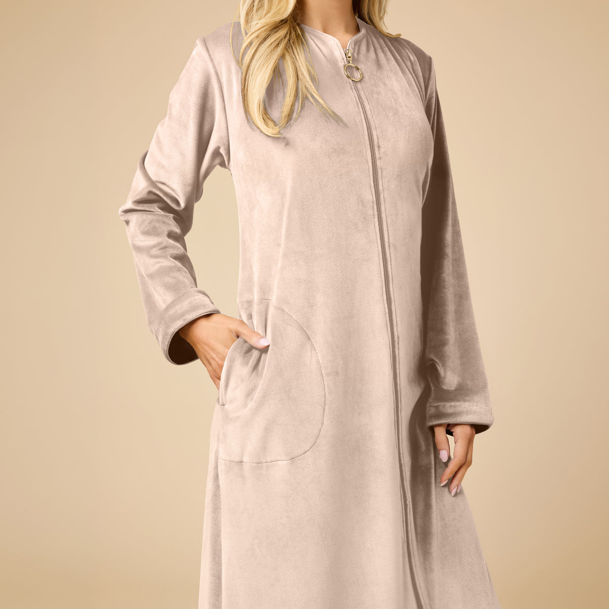 Serenity Shear Mink Zip Robe Serenity Shear Mink Zip Robe in Coco
