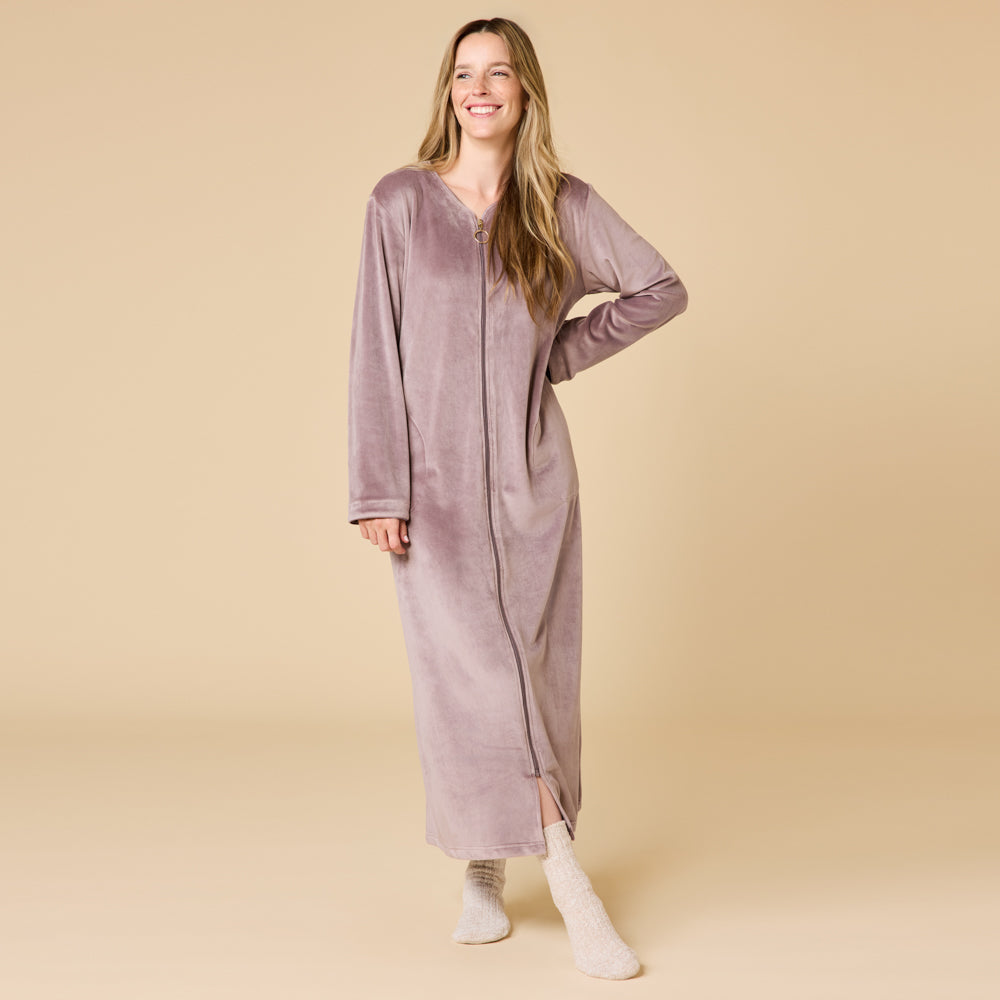 Serenity Shear Mink Zip Robe Driftwood