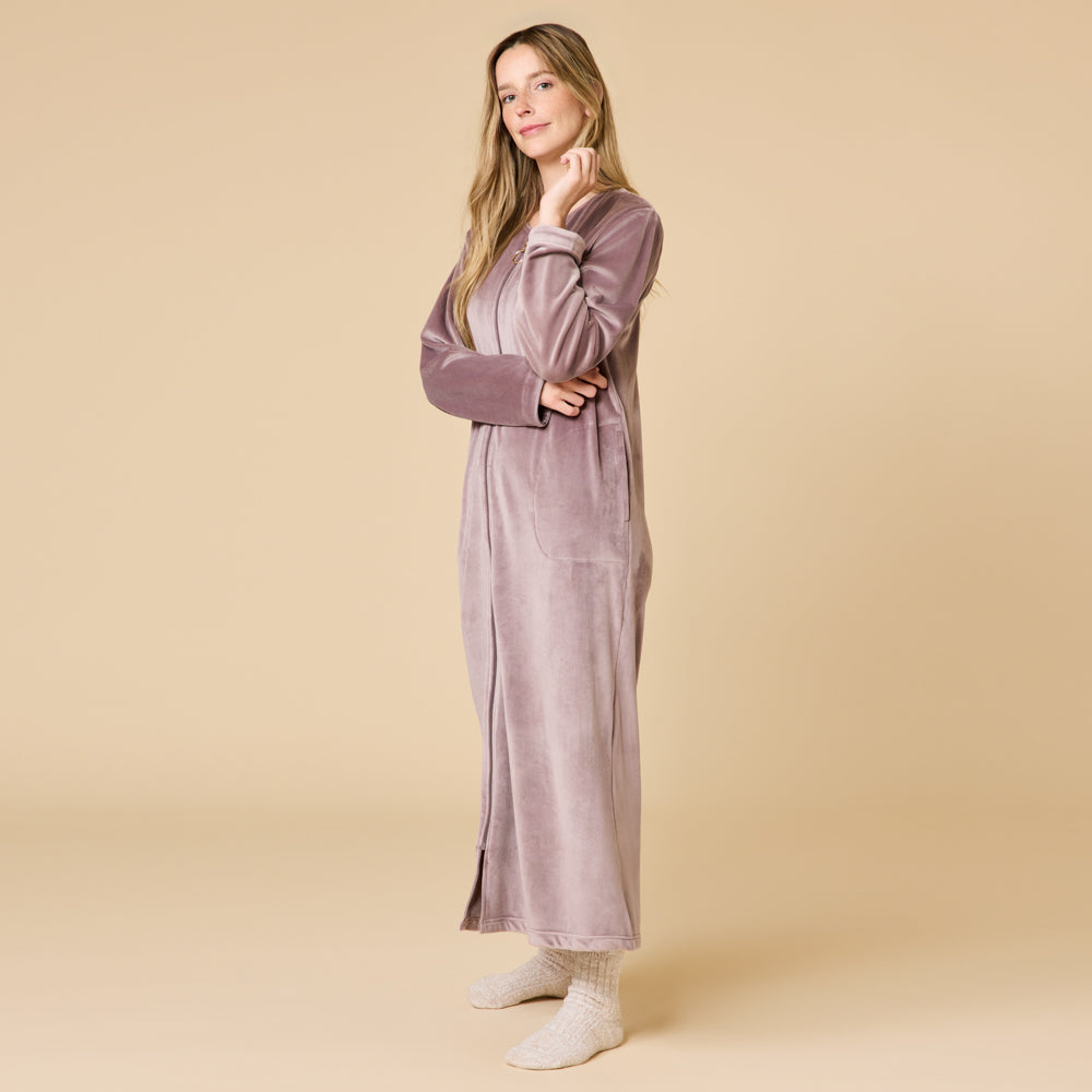 Serenity Shear Mink Zip Robe Driftwood